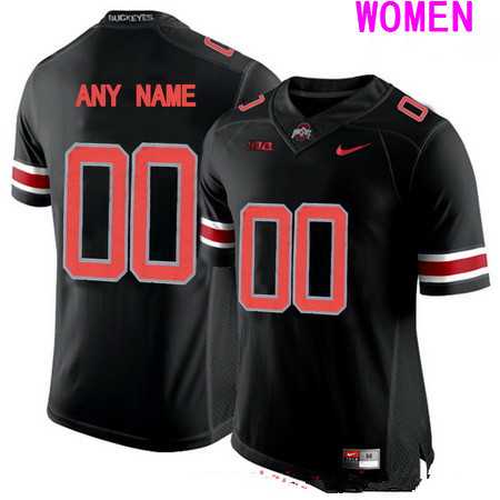 Women%27s Ohio State Buckeyes Customized College Football Nike Lights Black Out Limited Jersey